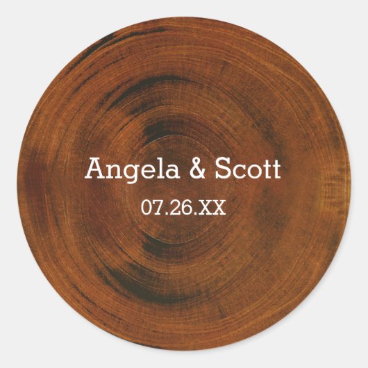 木製の木の切り株素朴式パーティーのシール ラウンドシール (正面)
