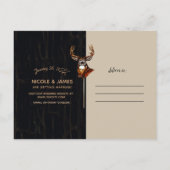 木製の木の鹿の飾り 田舎のスタイル 結婚式の日時をお知らせ 案内ポストカード (裏面)