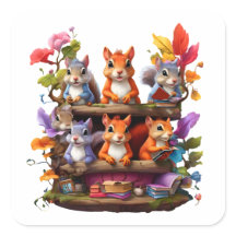 木製の本棚のリス