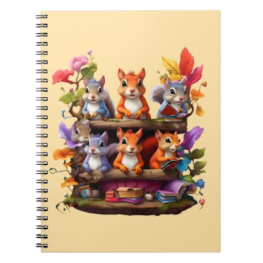 木製の本棚のリス ノートブック (正面)