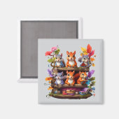 木製の本棚のリス マグネット (正面/裏面)