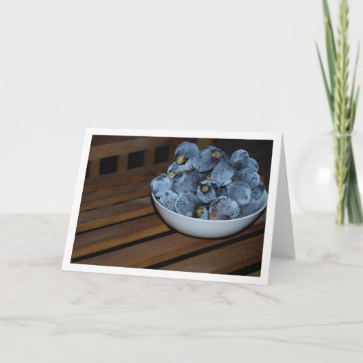 木製の机の上のイチジクの実のボウル カード (正面)