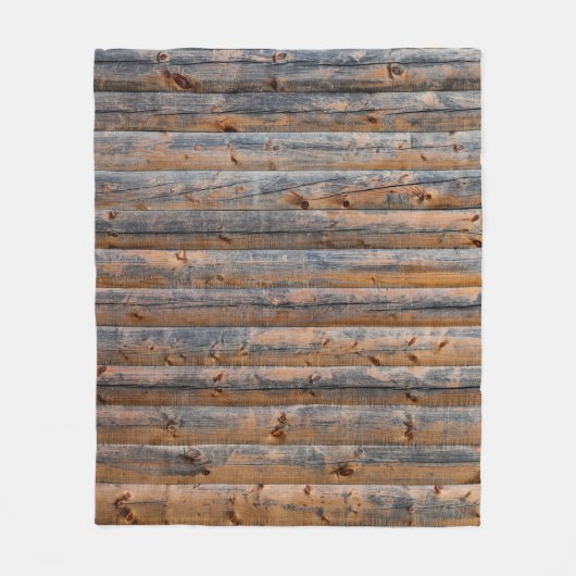 木製の板の古い壁の亀裂。ビーム作成 フリースブランケット (正面)