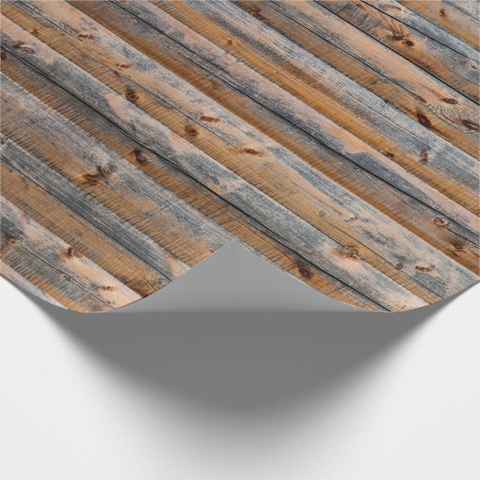 木製の板の古い壁の亀裂。ビーム作成 ラッピングペーパー (角)