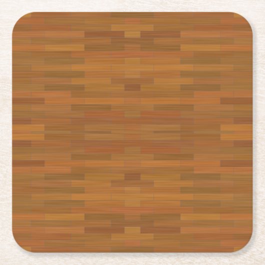 木製の板の床パターン質 スクエアペーパーコースター (正面)