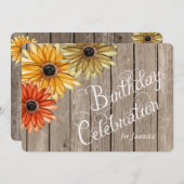 木製の板の秋によってはカスタムな誕生日の招待が開花します 招待状 (正面/裏面)