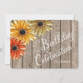 木製の板の秋によってはカスタムな誕生日の招待が開花します 招待状 (正面)