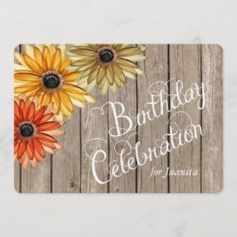 木製の板の秋によってはカスタムな誕生日の招待が開花します 招待状