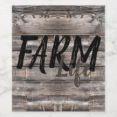 木製の板の素朴な農場生活 | ワインラベル (シングルラベル)