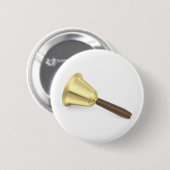 木製の柄を持つ金鈴 缶バッジ (正面&裏面)