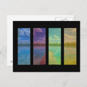 木製の桟橋の風景と穏やかな湖のシーン ポストカード (正面/裏面)