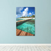 木製の桟橋ビーチ キャンバスプリント (インサイチュ (ウッドフロア))