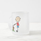 木製の棒の姿のTシャツおよびギフトを切り刻むこと フロストグラスマグカップ (正面左)