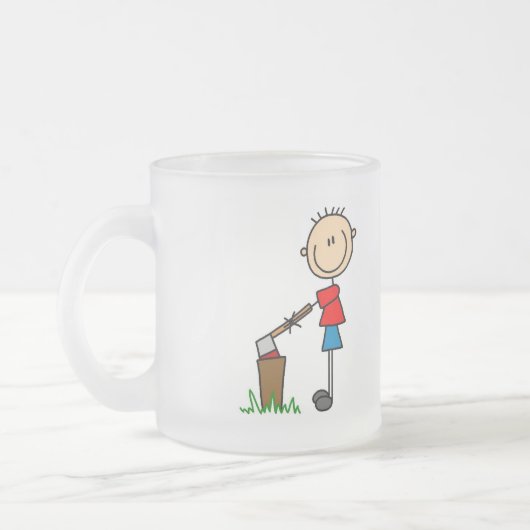 木製の棒の姿のTシャツおよびギフトを切り刻むこと フロストグラスマグカップ (左)