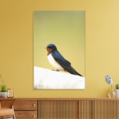 木製の棚にツバメ キャンバスプリント (インサイチュ (リビング))