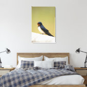 木製の棚にツバメ キャンバスプリント (インサイチュ (寝室))