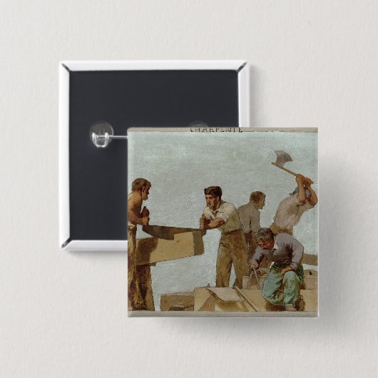 木製の構造 缶バッジ (正面&裏面)