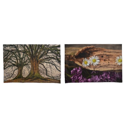 木製の樹皮の木の秋の運命の運命 枕カバー (フロントセット)