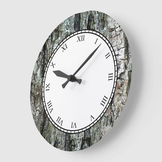 木製の樹皮ローマディジット ラージ壁時計 (傾斜)