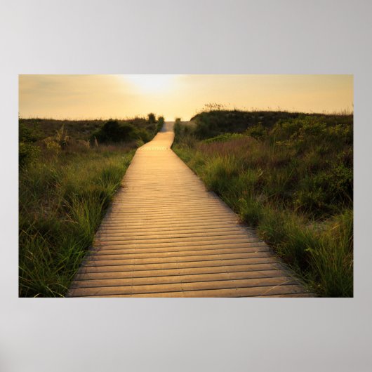 木製の歩道からビーチ ポスター (正面)