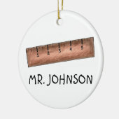 木製の測定スティックスクールルーラー数学先生 セラミックオーナメント (左)