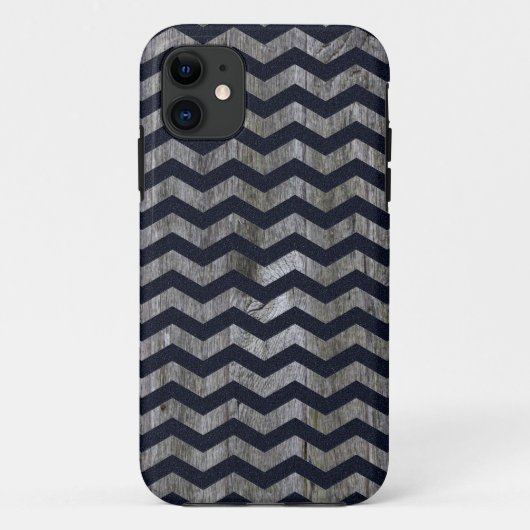木製の濃紺のシェブロンのジグザグ形のジグザグパターン Case-Mate iPhoneケース (裏面)