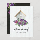 木製の白いフローラバードハウス新しいアドレスを移動 案内ポストカード (正面/裏面)