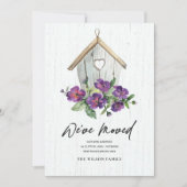 木製の白いフローラバードハウス新しいアドレスを移動 案内状 (正面)