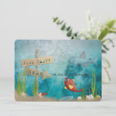 木製の看板を使用してパーティーを海にプール 招待状 (スタンド正面)