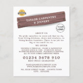 木製の看板、大工、大工広告の看板 チラシ (正面)