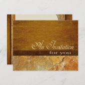 木製の石造りの企業幹部の退職4.5x5.5 招待状 (正面/裏面)