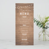 木製の穀物およびひもライト素朴なメニュー メニュー (スタンド正面)