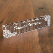 木製の穀物および花のカスタムの机用ネームプレート デスクネームプレート (側面)