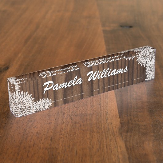 木製の穀物および花のカスタムの机用ネームプレート デスクネームプレート (側面)