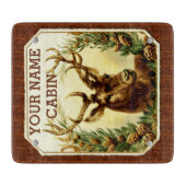 木製の穀物とパーソナライズなシカの小屋 カッティングボード (正面)