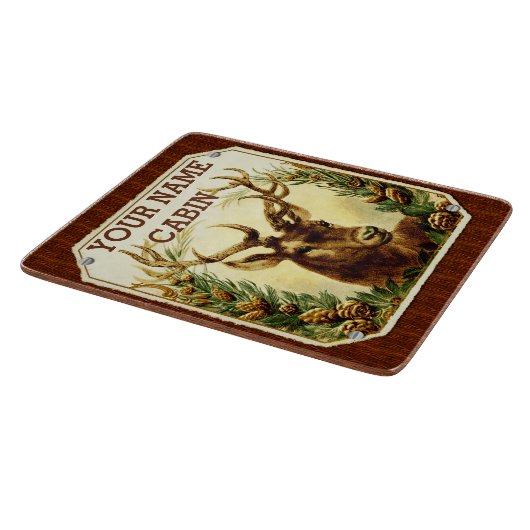 木製の穀物とパーソナライズなシカの小屋 カッティングボード (角)