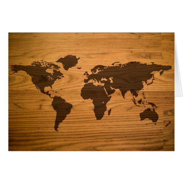 木製の穀物の世界地図 (正面横)