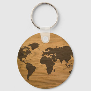木製の穀物の世界地図 キーホルダー