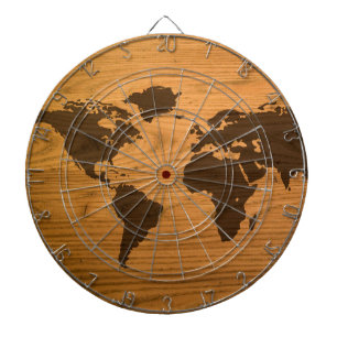 木製の穀物の世界地図 ダーツボード
