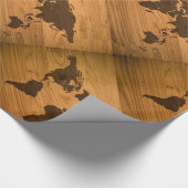 木製の穀物の世界地図 ラッピングペーパー (角)