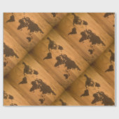 木製の穀物の世界地図 ラッピングペーパー (フラット)