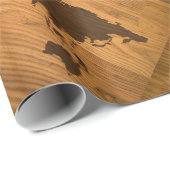 木製の穀物の世界地図 ラッピングペーパー (ロールコーナー)