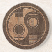 木製の穀物の効果のアコースティックギターの陰陽 コースター (正面)