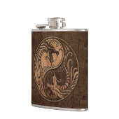 木製の穀物の効果の陰陽のドラゴン フラスク (左)