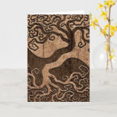 木製の穀物の効果の陰陽生命の樹 カード (黄色い花)