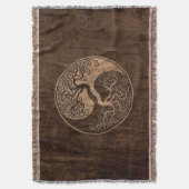 木製の穀物の効果の陰陽生命の樹 スローブランケット (正面縦)