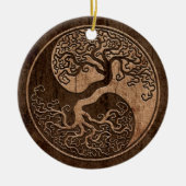 木製の穀物の効果の陰陽生命の樹 セラミックオーナメント (正面)