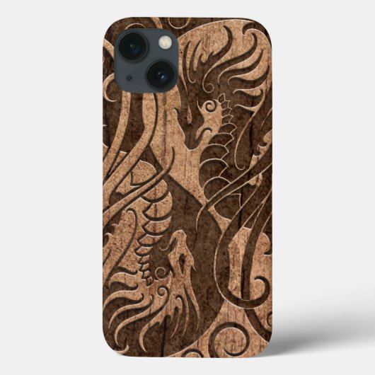 木製の穀物の効果の飛んでいるな陰陽のドラゴン Case-Mate iPhoneケース (裏面)