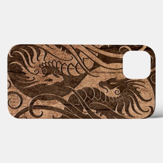 木製の穀物の効果の飛んでいるな陰陽のドラゴン Case-Mate iPhoneケース (裏面 (横))