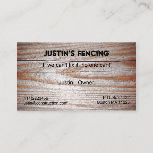 木製の穀物の名刺 名刺 (正面)